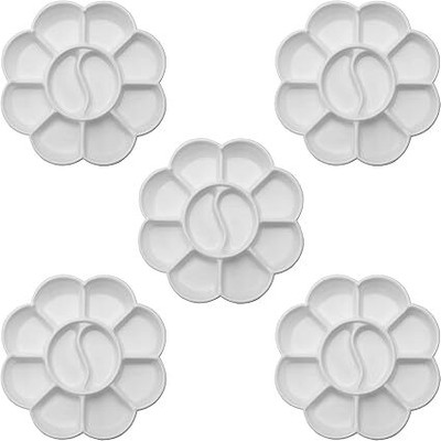 KRYTONE PLASTIC 10 Paint Wells Palettes  with Lid(Set of 5, White)