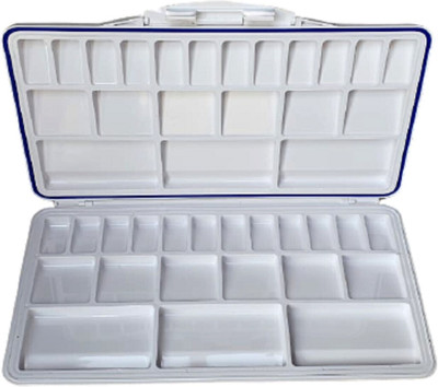 KHYATI Plastic 24 Paint Wells Palettes  with Lid(Set of 1, White)