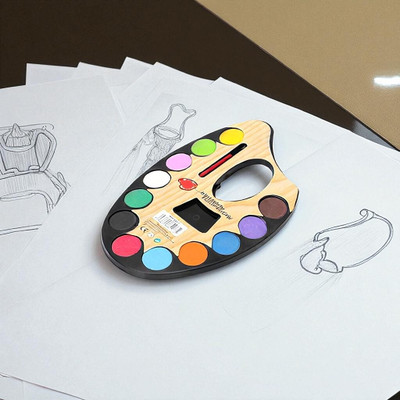 hph craftt Plastic 12 Paint Wells Palettes  with Lid(Set of 1, Multicolor)