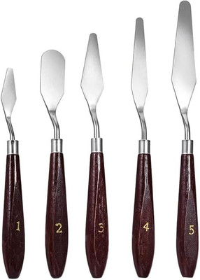 Freedy STEEL, WOOD 5 Paint Wells Palettes(Set of 5, Silver, Brown)
