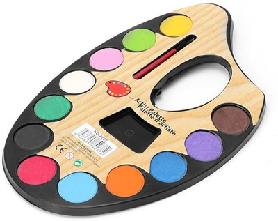 hph craftt Plastic 12 Paint Wells Palettes  with Lid(Set of 1, Multicolor)