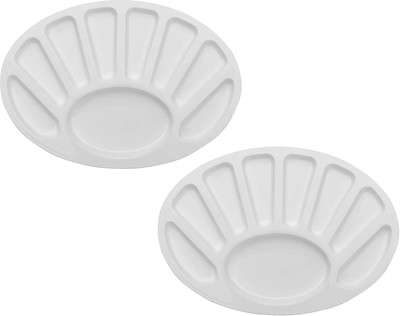 ART RANGER Pack of 2 Paint Pallet Tray,Plastic Painting Pallete,Color Mixing Pallete 9 Paint Wells Palettes(Set of 2, White)