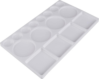 ARTISTERY Plastic Professional Painting Palette for Oil, Acrylic,Watercolour Paintings 16 Paint Wells Palettes(Set of 1, White)