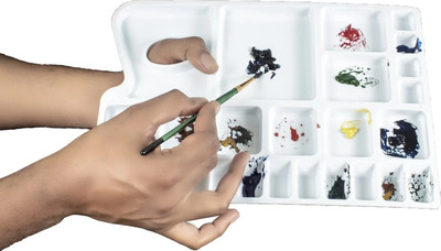 ZAHEPA Plastic Water Color Mixing Palette, Painting Palate for Artists, Students & Kids 26 Paint Wells Palettes(Set of 1, White)