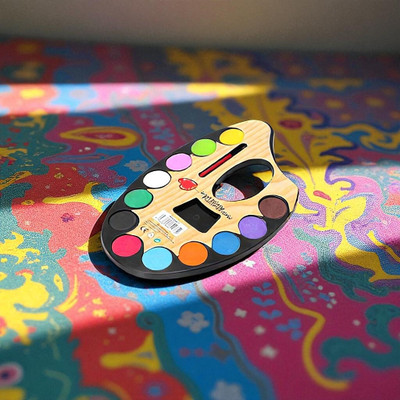 Colorbee Complete Pack of 12 Shades Watercolor Paint Set with Ergonomic Wooden Tray 12 Paint Wells Palettes  with Lid(Set of 1, Multicolor)