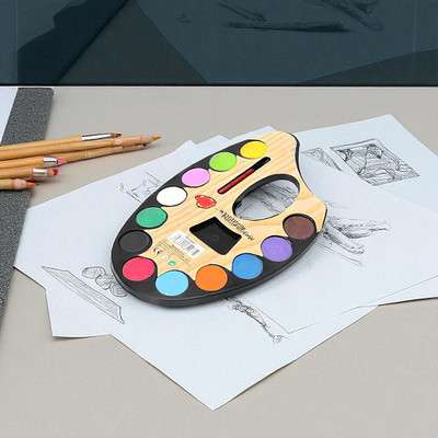 hph craftt Plastic 12 Paint Wells Palettes  with Lid(Set of 1, Multicolor)