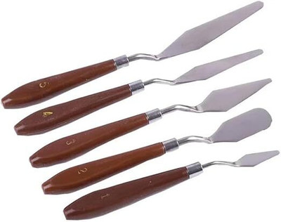 Freedy STEEL, WOOD 5 Paint Wells Palettes(Set of 5, Silver, Brown)