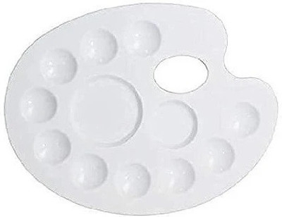 Freedy Plastic Palate for Colouring with 12 Compartments for Artists, Students, Kids 12 Paint Wells Palettes(Set of 1, White)