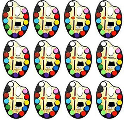 KIDIVO Plastic 12 Paint Wells Palettes  with Lid(Set of 2, Multicolor)