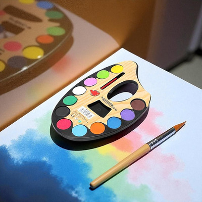 Colorbee Superior Pack of 12 Shades Watercolor Painting Palette for Students and Artists 12 Paint Wells Palettes  with Lid(Set of 1, Multicolor)