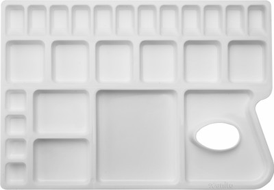 Xanito Plastic 25 Paint Wells Palettes(Set of 1, White)