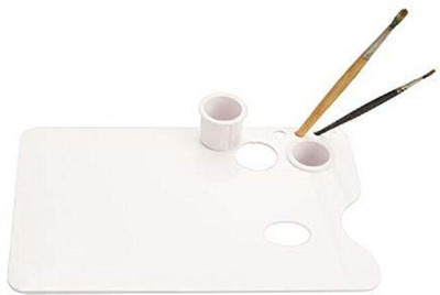 Eascan Art Plastic 3 Paint Wells Palettes(Set of 1, White)