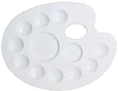 Eclet Plastic Palate for Colouring with 12 Compartments for Artists,pack of 1 12 Paint Wells Palettes  with Lid(Set of 1, White)