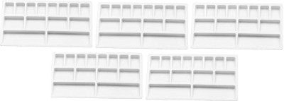 Stadash 5 Pcs Rectangle Shape Colour Mixing Palette Plastic Color Mixing Tray for Artist 14 Paint Wells Palettes(Set of 5, White)