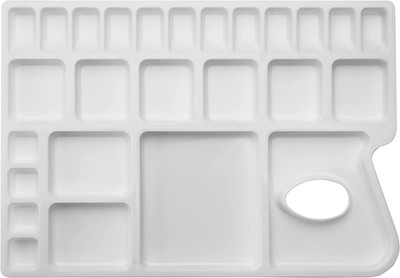 DEZIINE Paint Pallet Tray, Painting Pallete, 25 Wells Color Mixing PalletePLASTIC 25 Paint Wells Palettes(Set of 1, White)