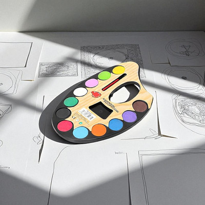 hph craftt Plastic 12 Paint Wells Palettes  with Lid(Set of 1, Multicolor)