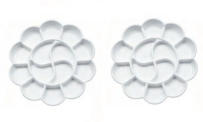 KHYATI Plastic 14 Paint Wells Palettes(Set of 2, White)