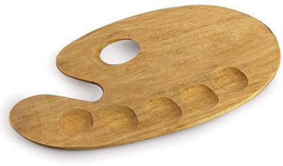 sabahz Wooden 5 Paint Wells Palettes  with Lid(Set of 1, Brown)