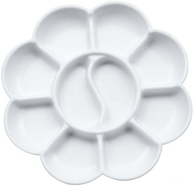 ARTISTERY Small Flower Shape Color Mixing Palette Paint Plate Draw Palette 10 Paint Wells Palettes(Set of 2, White)