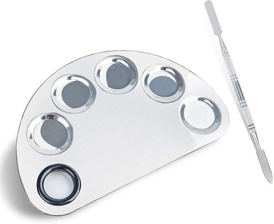 Elecsera Stainless Steel 5 Paint Wells Palettes  with Lid(Set of 1, Silver)