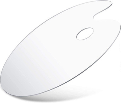 BM RETAIL 1 Pcs Oval-Shaped Transparent Plastic Painting Palette 12 X 8 INCH For Painting 0 Paint Wells Palettes(Set of 1, Transparent)