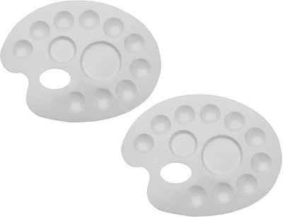 KRYTONE PLASTIC 12 Paint Wells Palettes  with Lid(Set of 2, White)