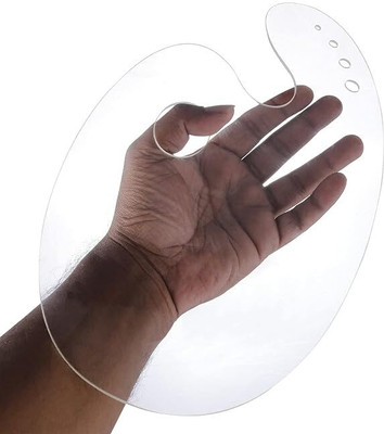 ART RANGER 12 x7 inch Size Clear Transparent Acrylic Kidney Shaped Drawing Palette 1 Paint Wells Palettes(Set of 1, Transparent)