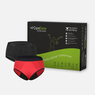 CareDone Women Periods Black, Red Panty