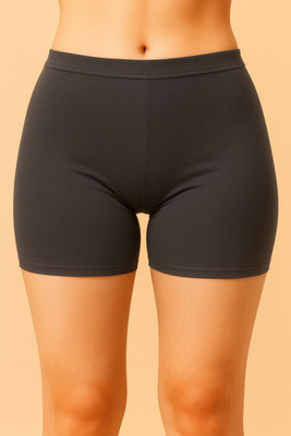 Ullas Solid Women Black Cycling Shorts, Gym Shorts, Night Shorts, Night Shorts, Running Shorts