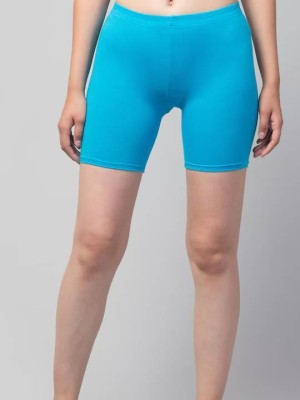 Attirezone Solid Women Blue Sports Shorts