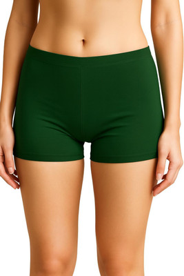 Ullas Solid Women Dark Green Cycling Shorts, Gym Shorts, Night Shorts, Night Shorts, Running Shorts