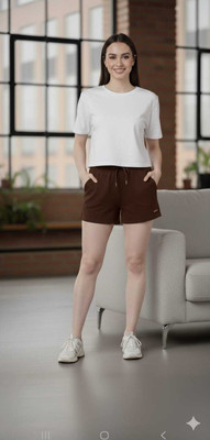 Avnour Solid Women Brown Hotpants