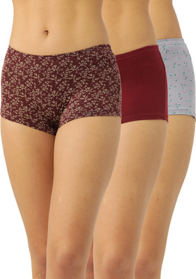 LEADING LADY Women Boy Short Maroon, Grey Panty