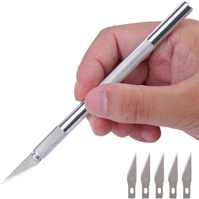SYMFONIA Silver Metal Grip Hand-held Paper Cutter(Set Of 7, Silver)