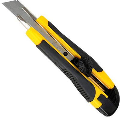 KNAFS High Quality Paper Cutter Large Size Utility Knife Auto-Lock Paper Cutter Plastic Grip Hand-held Paper Cutter(Set Of 1, Yellow)
