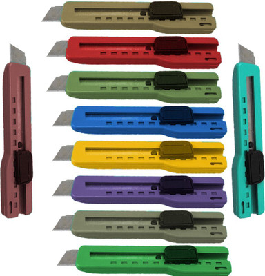 Ikon Hand-held Paper Cutter Plastic Grip Hand-held Paper Cutter(Set Of 10, Multicolor)