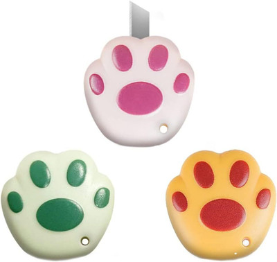 Vinishq Mini Cute Cat Paw Design Paper Cutter For Kids & Adults | Pocket-Sized Art Knife Plastic Grip Hand-held Paper Cutter(Set Of 1, Multicolor)