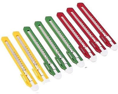 Eclet 3 Carton Cutter(9mm) Blade Snap Off Cutter Utility Knives Retractable Multicolor Plastic Grip Hand-held Paper Cutter(Set Of 3, Multicolor)