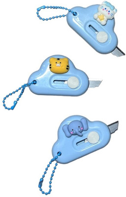 DC DECORIO 2023 Plastic Grip Hand-held Paper Cutter(Set Of 3, Blue)