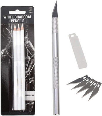URBAN BOX Compressed Charcoal Medium White Charcoal Pencils Stick(Pack of 1)