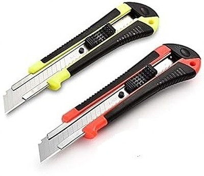 Eclet Heavy Duty 18 mm Cutter Knife Color as per Availability Arts Cutter Pack of 2 Plastic Grip Hand-held Paper Cutter(Set Of 2, Multicolor)
