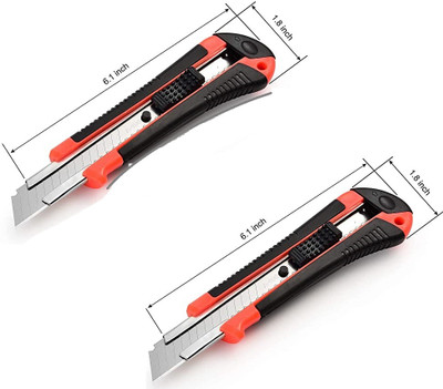 dinojames Heavy Duty Rubber Grip Hand-held Paper Cutter(Set Of 3, Red, Black, Silver)