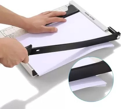 GPN PRINT A4 Paper Cutter Stack Paper Trimmer Guillotine 12” Cutting Length Plastic Grip Plastic Grip Cutting Mat(Set Of 1, White)
