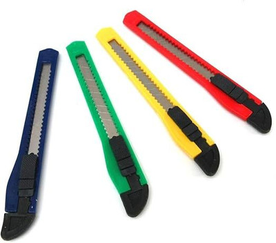 Freedy 1 Carton Cutter(9mm) Blade Snap Off Cutter Utility Plastic Grip Hand-held Paper Cutter(Set Of 1, Multicolor)