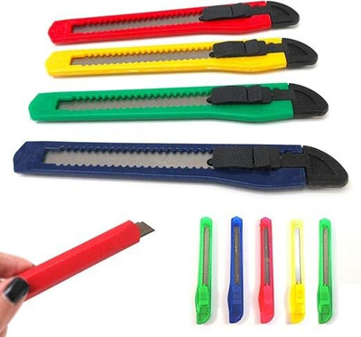 Freedy 1 Carton Cutter(9mm) Blade Snap Off Cutter Utility Plastic Grip Hand-held Paper Cutter(Set Of 1, Multicolor)