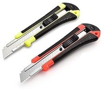 Freedy Heavy Duty 18 mm Cutter Knife Utility Knife Box Cutters, Utility Knife Plastic Grip Hand-held Paper Cutter(Set Of 2, Multicolor)