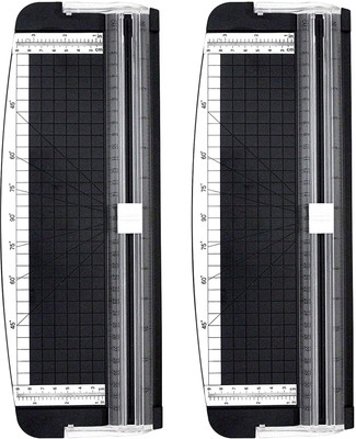 canoff A500MB A4 Paper Trimmer 12 inch Cut with Automatic Hand Safeguard and Side Ruler Plastic Grip Hand-held Paper Cutter(Set Of 2, Black, White)