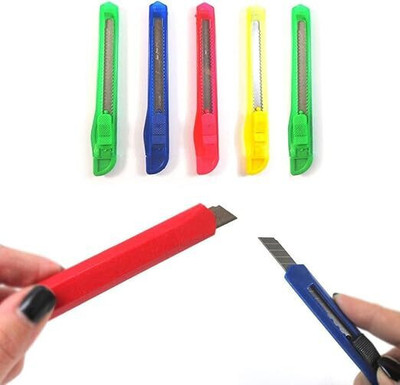Eclet 1 Carton Cutter(9mm) Blade Snap Off Cutter Utility Knives Retractable Multicolor Plastic Grip Hand-held Paper Cutter(Set Of 1, Multicolor)
