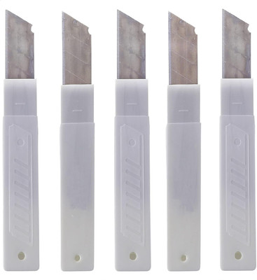 KRYTONE 50 Pcs 18mm Replacement Paper Cutter Blades School Supplies Office Stationery Metal Grip Hand-held Paper Cutter(Set Of 5, Silver)