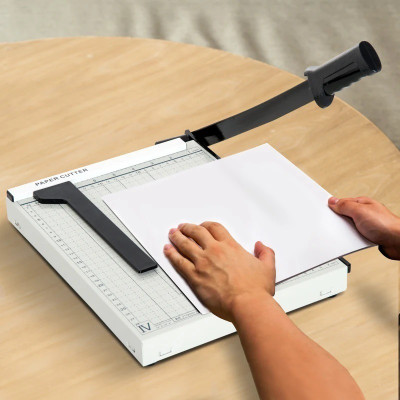 verena A4 Paper Trimmer Paper Cutter Heavy Duty Metal Base Trimmer Plastic Grip Guillotine Paper Cutter(Set Of 1, White)